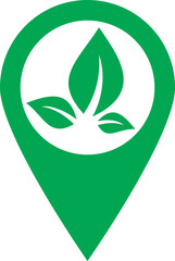 Green Leaves in Pin Map Icon