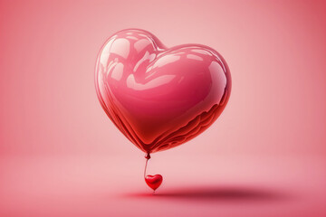 beautiful heart balloon on pink background. Generative AI.