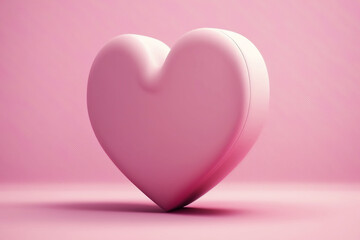 Pink heart on soft pink background. Generative AI.