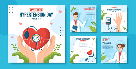 World Hypertension Day Social Media Post Flat Cartoon Hand Drawn Templates Background Illustration