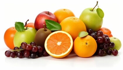 Fototapeta na wymiar Fresh fruits isolated on white background. Generative ai