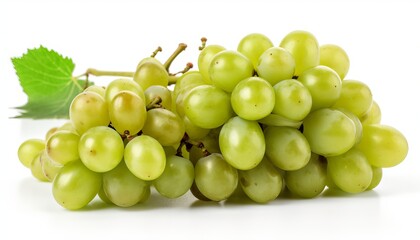 Branch of green grapes isolated on white background. Generative ai