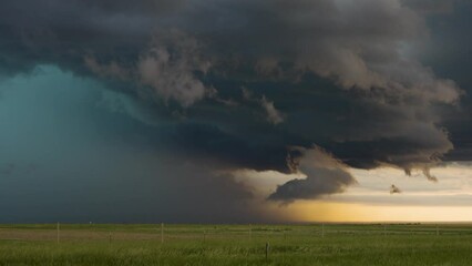 Time Lapse of Storm Clouds Full of Color Moving Across Beautiful Open Plains