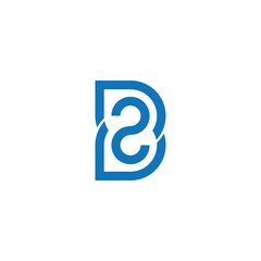 letter b2 simple geometric line logo vector