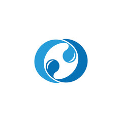 linked blue waves splash circle geometric logo vector