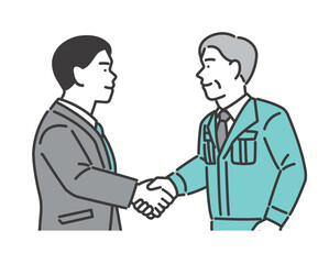 取引先と握手をする若いビジネスパーソンのベクターイラスト素材／経営／契約
