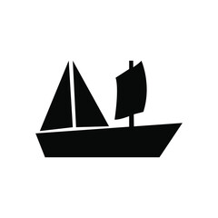 Flat ship icon. Black pictogram on a gray background. Vector illustration symbol