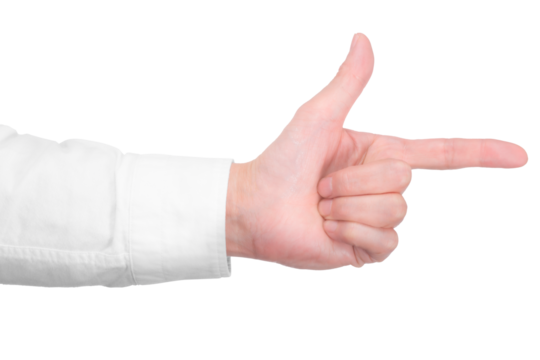 指差すジェスチャーをする手