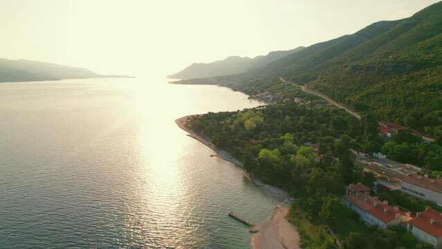 Drone shot of a croatian coastline during summer