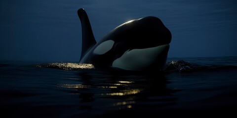 Killer Whale on ocean, Orca Jumping, Orcinus Orca, Generative AI