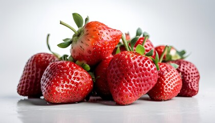 Fresh ripe strawberries on white background. Generative ai