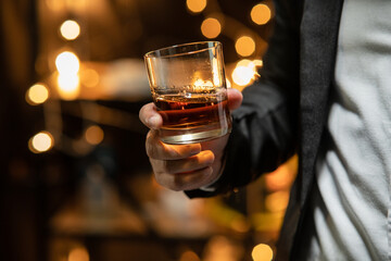 Celebrate whiskey a friendly party in restaurant.