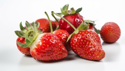 Fresh ripe strawberries on white background. Generative ai