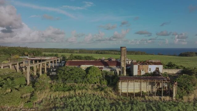 Old Abandoned Factory Production In Mauritius, Aerial View