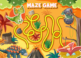 Maze Game In Dinosaur Theme