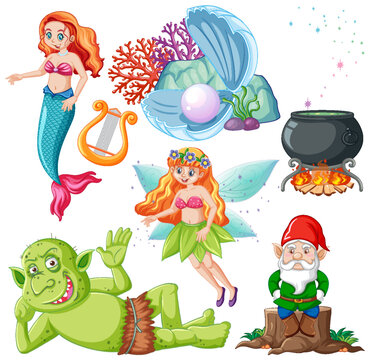 Fairy Cartoon Character Vector Set