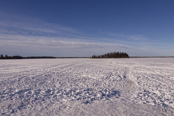 Frozen Astotin Lake in Winter