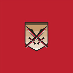 emblem sword strength protected badge knight military power security shield guard defense army weapon blade design vector mediaeval warrior logo logos