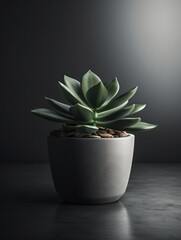 A potted succulent plant with a simple, minimalistic design on a white or black background, representing nature and home decor.