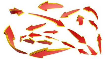 Red Arrows with Yellow borders for design of the Thumbnails / templates /  Ads / Arts / Animations and Movies