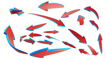 Red Arrows with Cyan/Light Blue borders for design of the Thumbnails / templates /  Ads / Arts / Animations and Movies