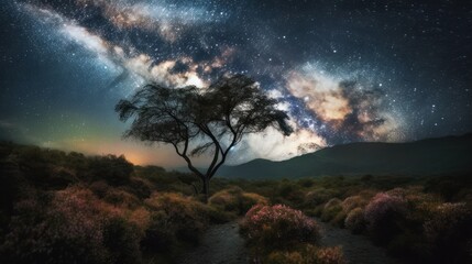 星空　天の川銀河　壁紙　イメージイラストgenerative AI