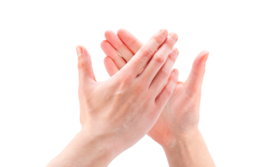 ハイタッチする手（背景透過合成用png素材）