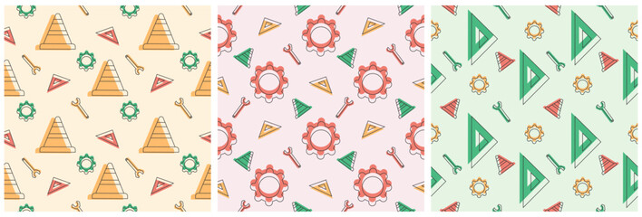 Fototapeta premium Set of Happy Labor Day Seamless Pattern Design Illustration with Different Professions in Template Hand Drawn