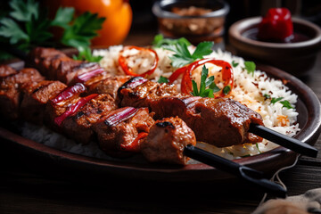 a traditional Turkish kebab dish. generative AI.