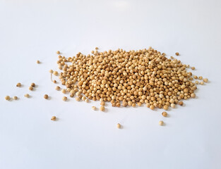 coriander seeds isolated on white