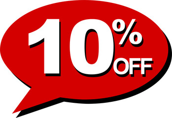 10% off, comic-style speech balloons, for discounts, promotions and sales
