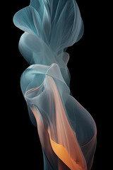 Abstract black background with layers of silk, liquid, 3d rendering generative AI tool