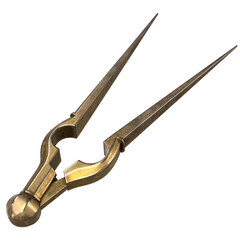 Vintage brass navigational dividers, PNG file with transparency.