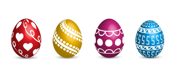 Colorful easter eggs on white background. Vector illustration.