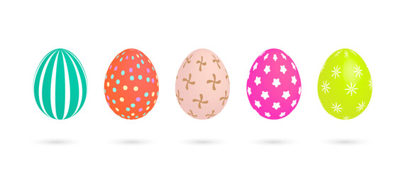 Colorful easter eggs on white background. Vector illustration.