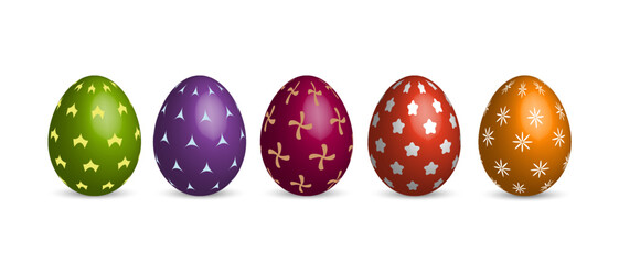 Colorful easter eggs on white background. Vector illustration.