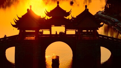 sunset over the bridge