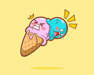 Cute ice cream kawaii character