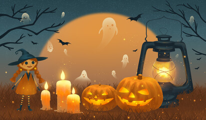 Halloween illustration, Halloween poster painting