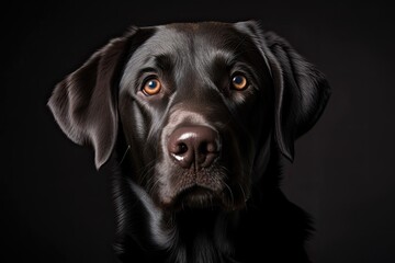 Fototapeta na wymiar A adorable black Labrador's headshot. Generative AI