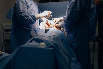 surgeon working in room