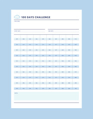 (cloud) 100 Days Challenge Planner. 