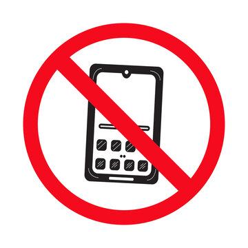 Silent mode hand phone icon, sign warning vector illustration.