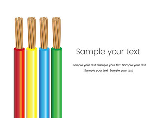 Closeup of electric wire vector on a white background.