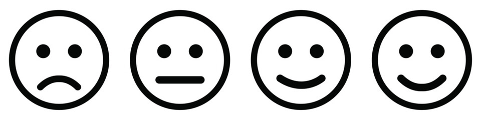 Emoji rating icon concept. Feedback or rating scale with smiley icon set.