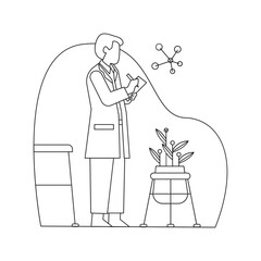 Record Scientist 2D Outline Illustrations