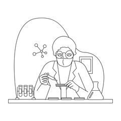 Research 2 Scientist 2D Outline Illustrations