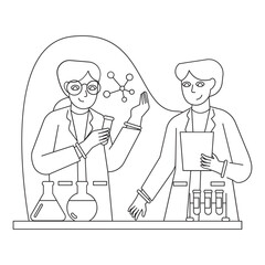 Presentation Scientist 2D Outline Illustrations