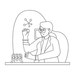 Research Scientist 2D Outline Illustrations