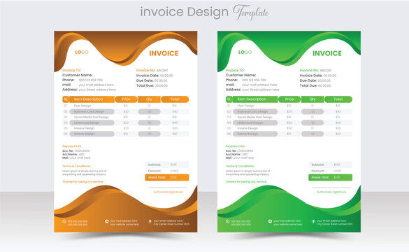 Minimal Corporate Business Invoice design template vector illustration bill form price invoice. Creative invoice template vector. business stationery design payment agreement design template